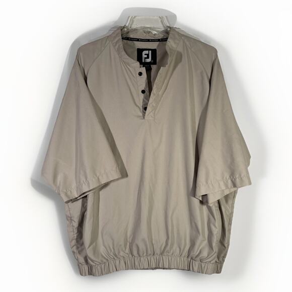 FootJoy DryJoys Men’s XL Short Sleeve Windbreaker Jacket 1/2 Button/Zip Beige - Picture 1 of 4